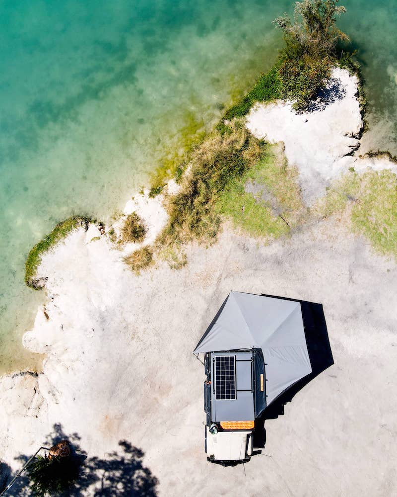 Camp King 270 degree freestanding awning birds eye view